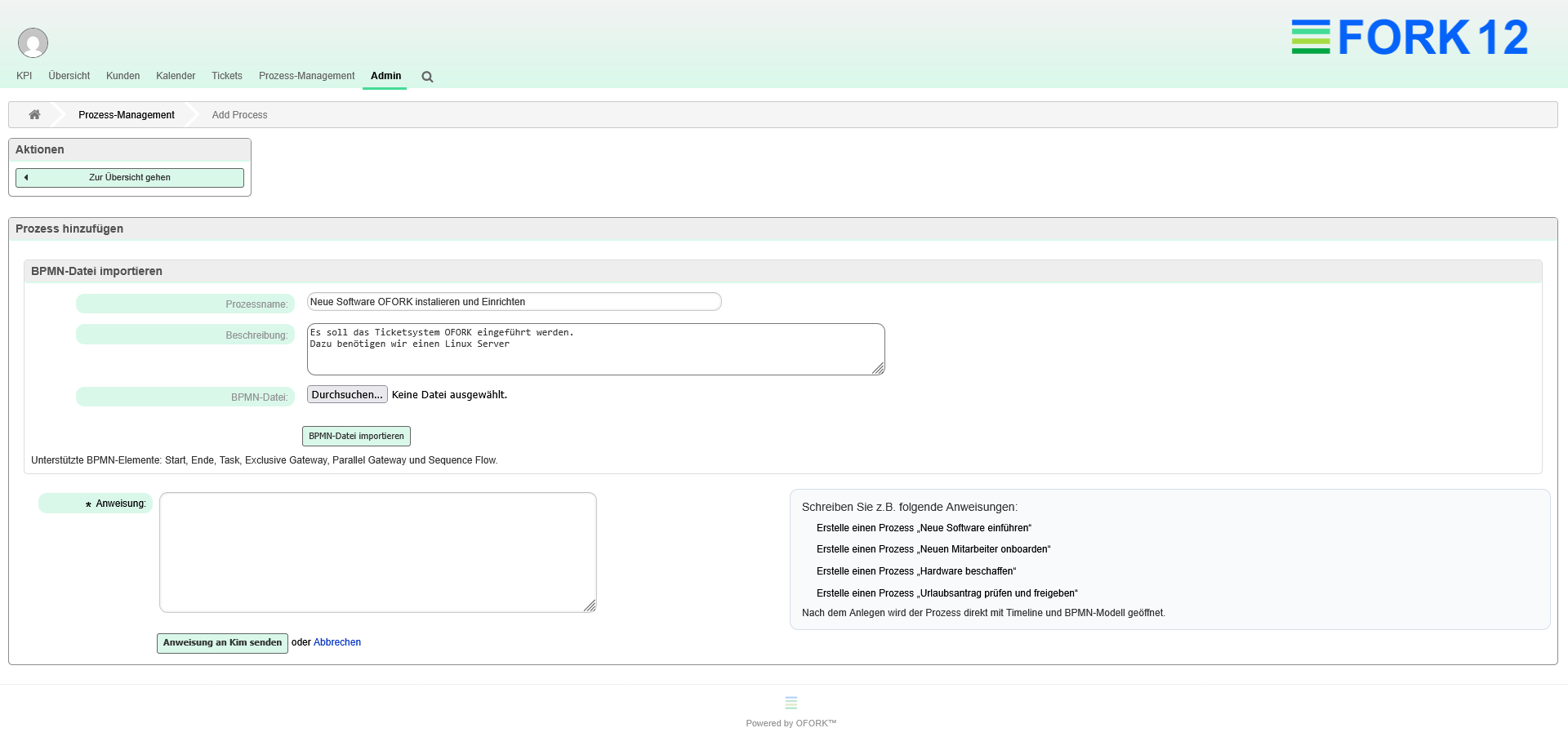 BPMN-Prozess im OFORK Prozess-Autopilot anlegen